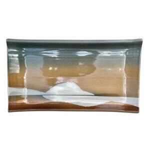 Handmade Fran Hogan Santa Fe Ceramic Tray With Landscape Design Collectible Gift